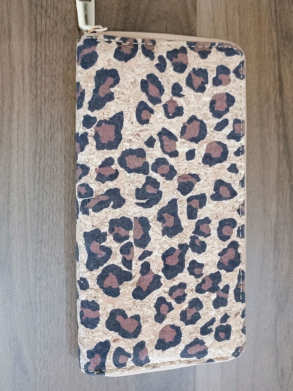 Leopard Print Wallet in Beige & Blue